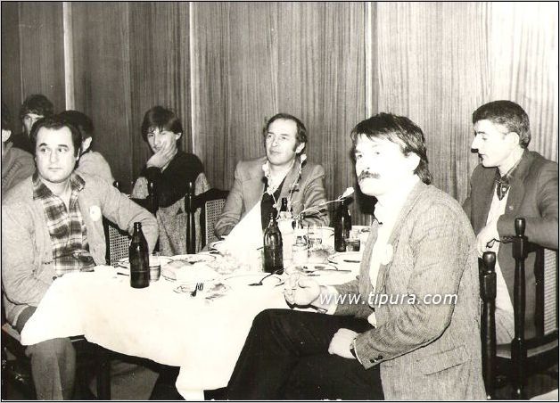 Milan Stojakovic, Dino Karalic, Josip Glavas i Milorad Dejanovic u pozadini Vojkan Radja (selektor BiH) (1980)